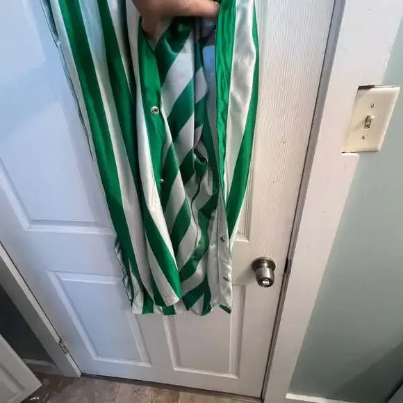 1990s NBA Green White Striped Hardwood Classics Warm-up Pants W Side Snaps